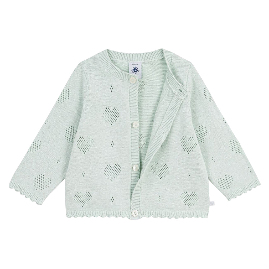 Petit Bateau Baby Cardigan Spray Blue Hearts