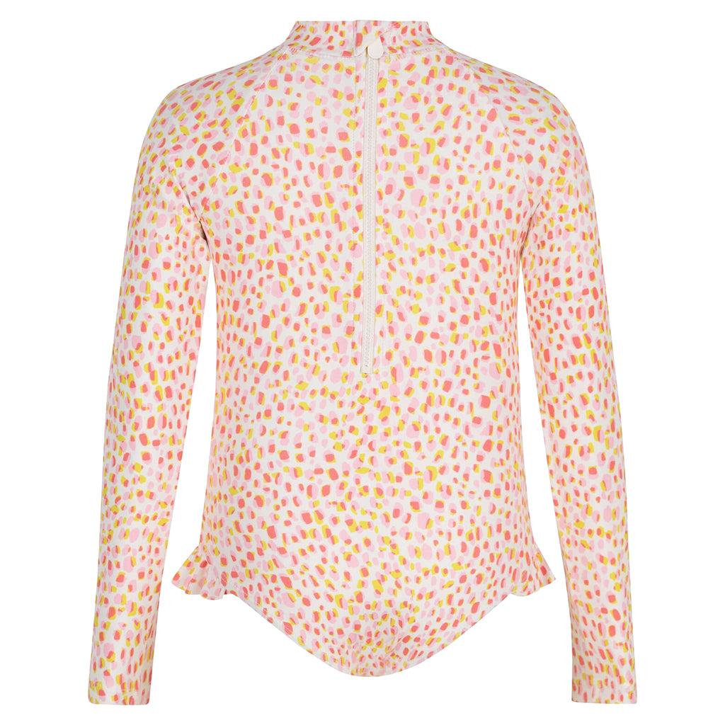 Petit Bateau Child Swimsuit Pink And Yellow Dot Print