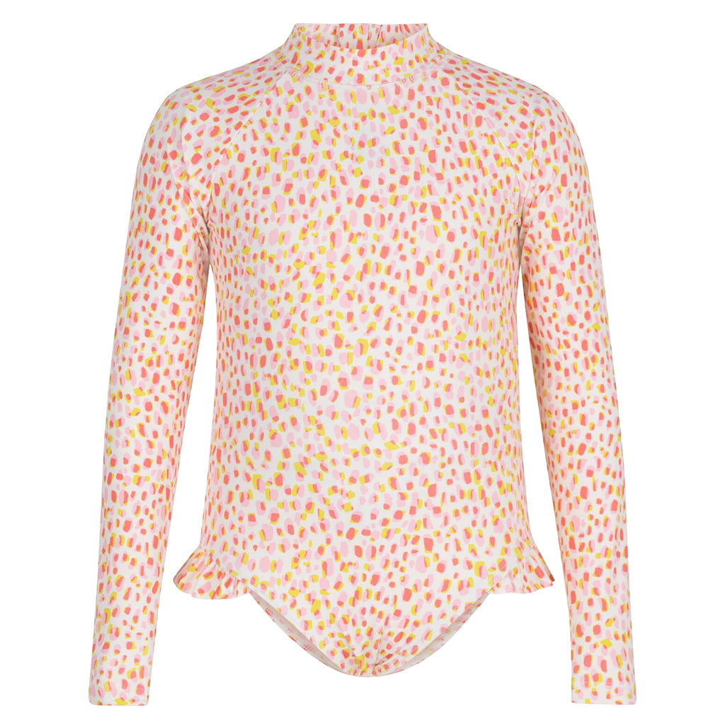 Petit Bateau Child Swimsuit Pink And Yellow Dot Print