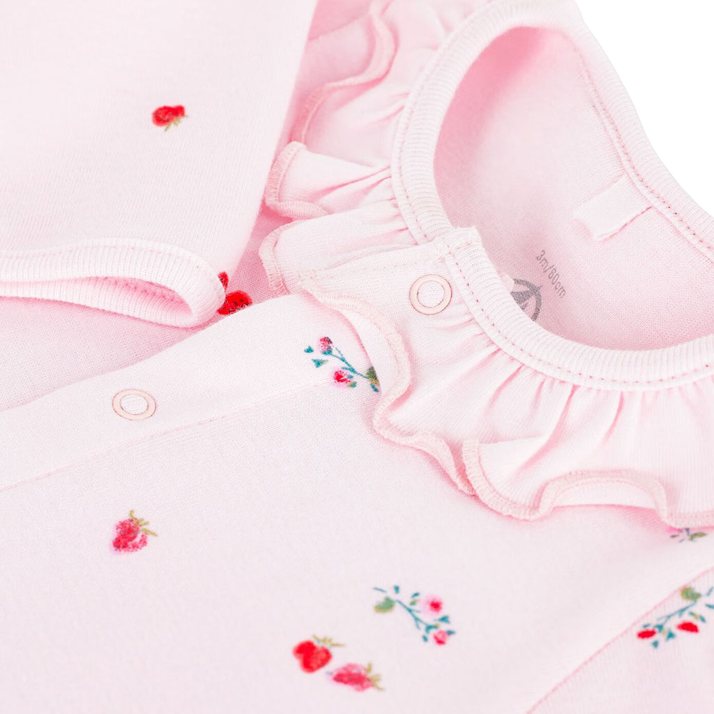 Petit Bateau Baby Collared Pyjamas Barely Pink Strawberry Print