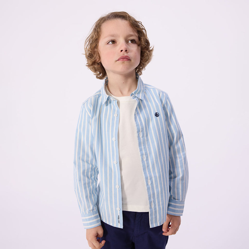 Petit Bateau Child Shirt Flo Blue And White Stripes