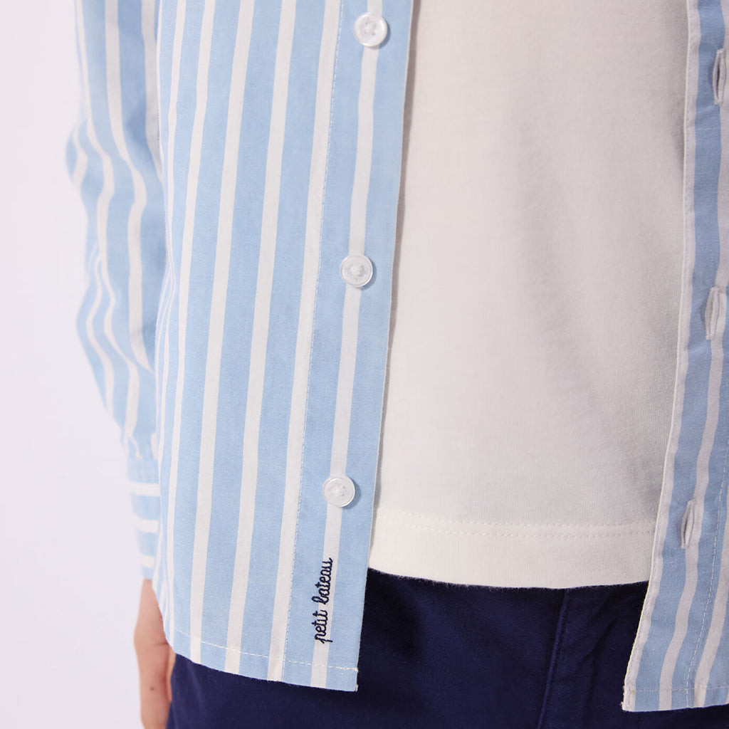 Petit Bateau Child Shirt Flo Blue And White Stripes