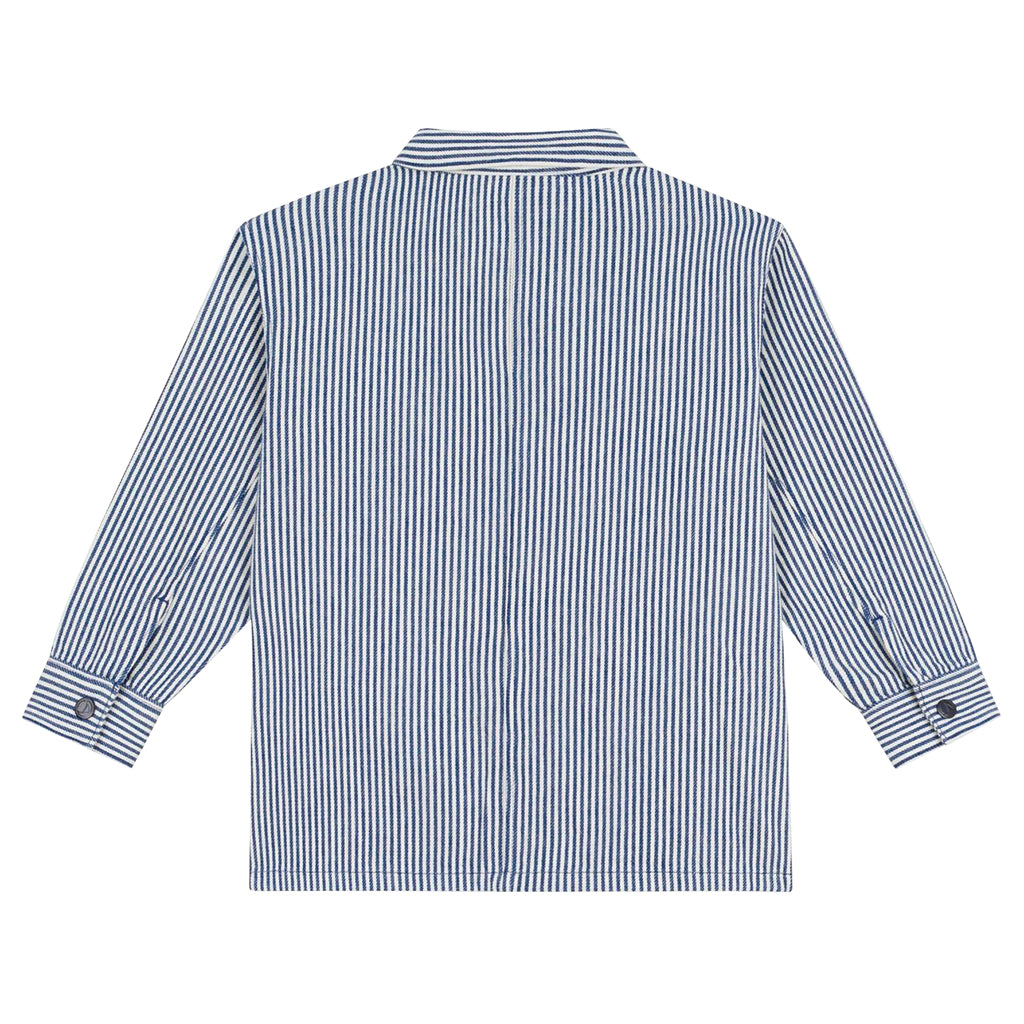 Petit Bateau Child Shirt Jacket Dusk Blue And White Stripes