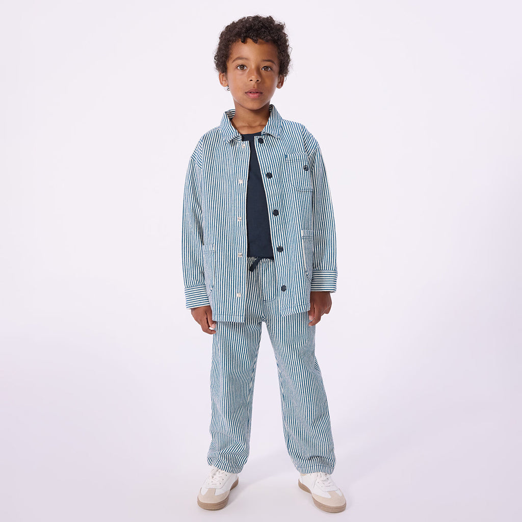 Petit Bateau Child Shirt Jacket Dusk Blue And White Stripes