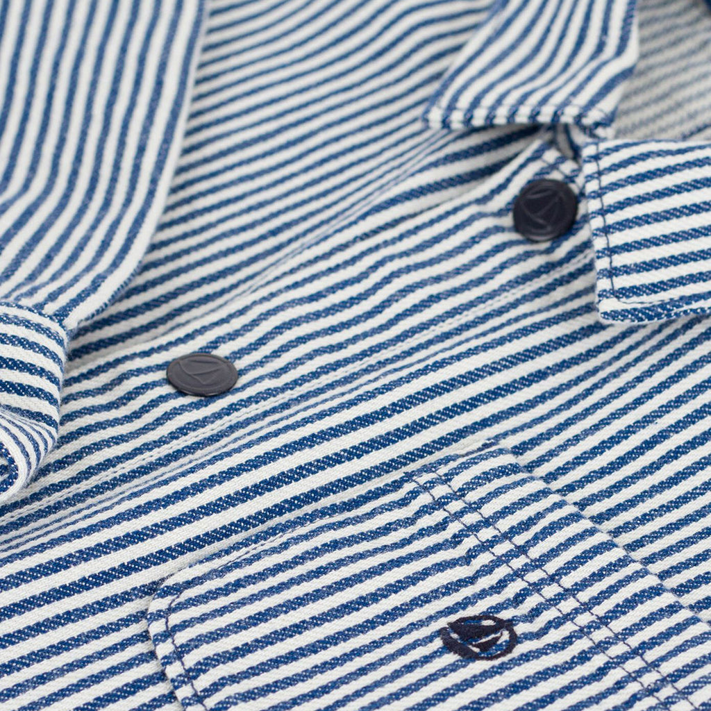 Petit Bateau Child Shirt Jacket Dusk Blue And White Stripes