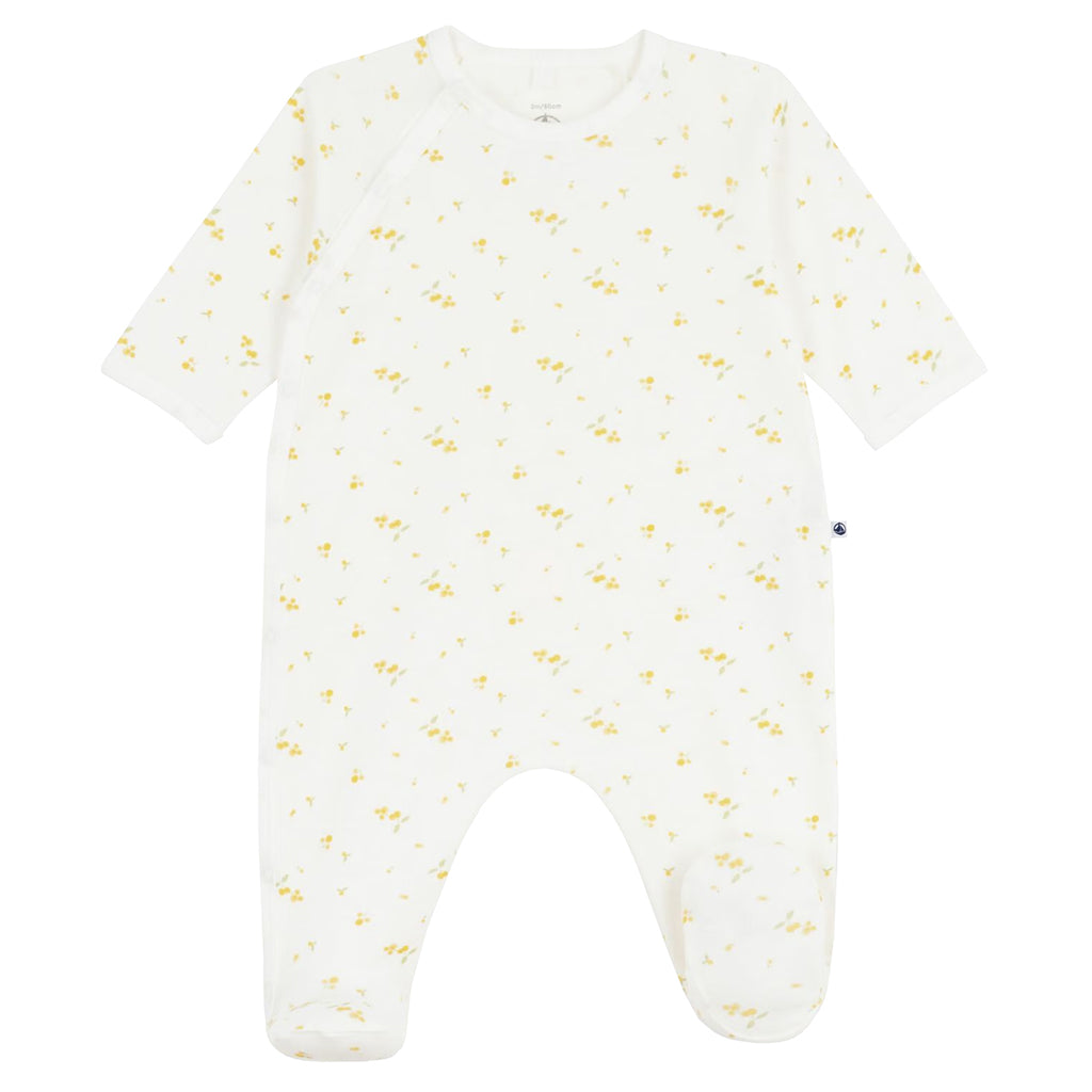 Petit Bateau Baby Pyjamas White Yellow Floral Print