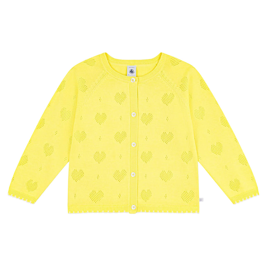 Petit Bateau Child Cardigan Golden Yellow Hearts