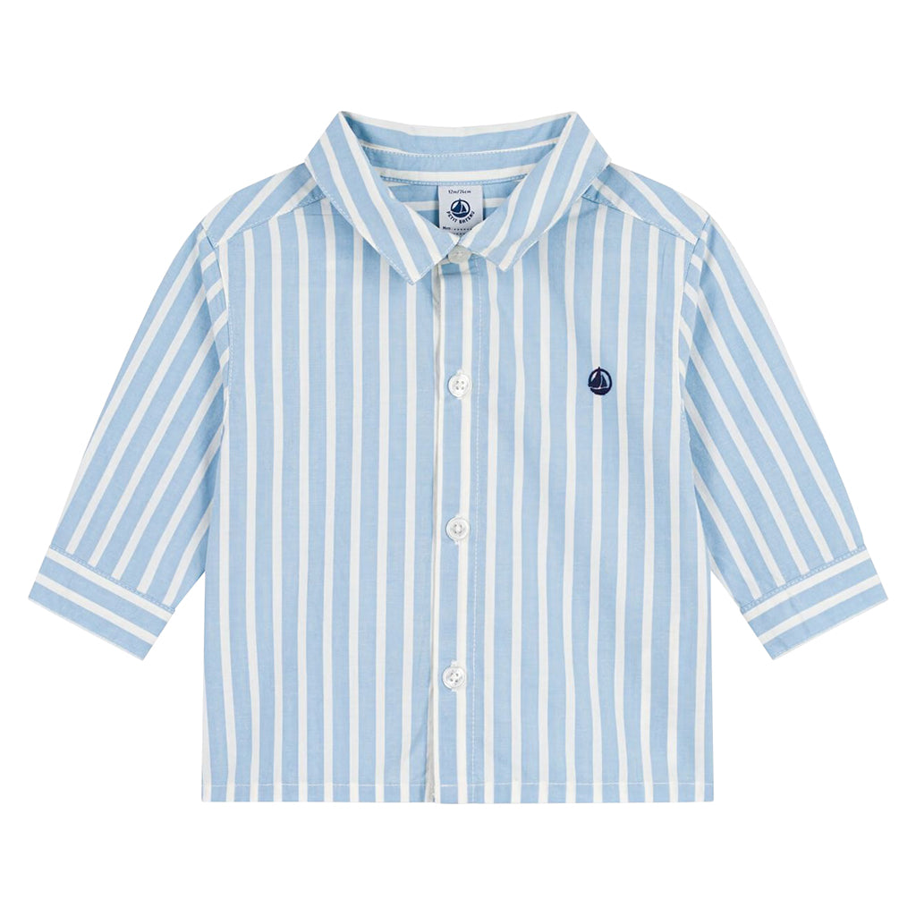 Petit Bateau Baby Shirt Flo Blue And White Stripes