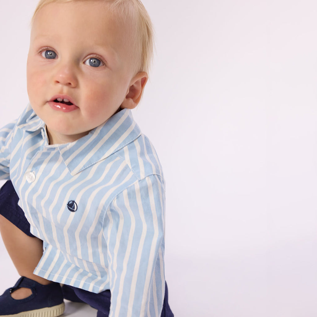 Petit Bateau Baby Shirt Flo Blue And White Stripes