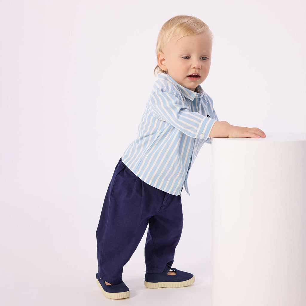 Petit Bateau Baby Shirt Flo Blue And White Stripes