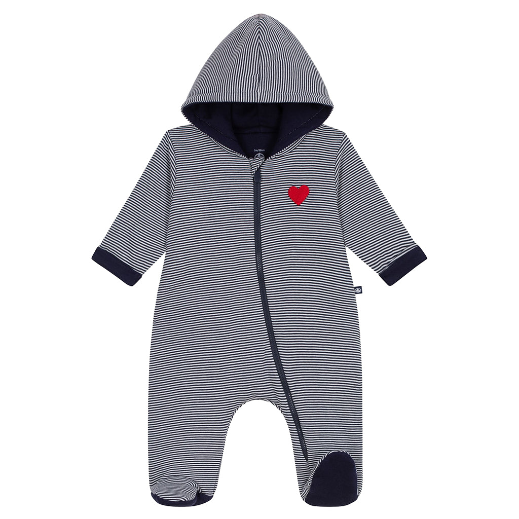 Petit Bateau Baby Padded Jumpsuit Smoking Navy Blue Stripes