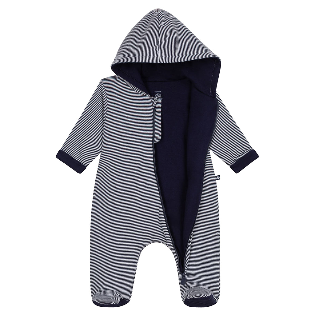 Petit Bateau Baby Padded Jumpsuit Smoking Navy Blue Stripes