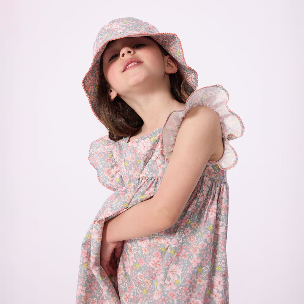 Petit Bateau Child Hat Spray Blue Floral Print