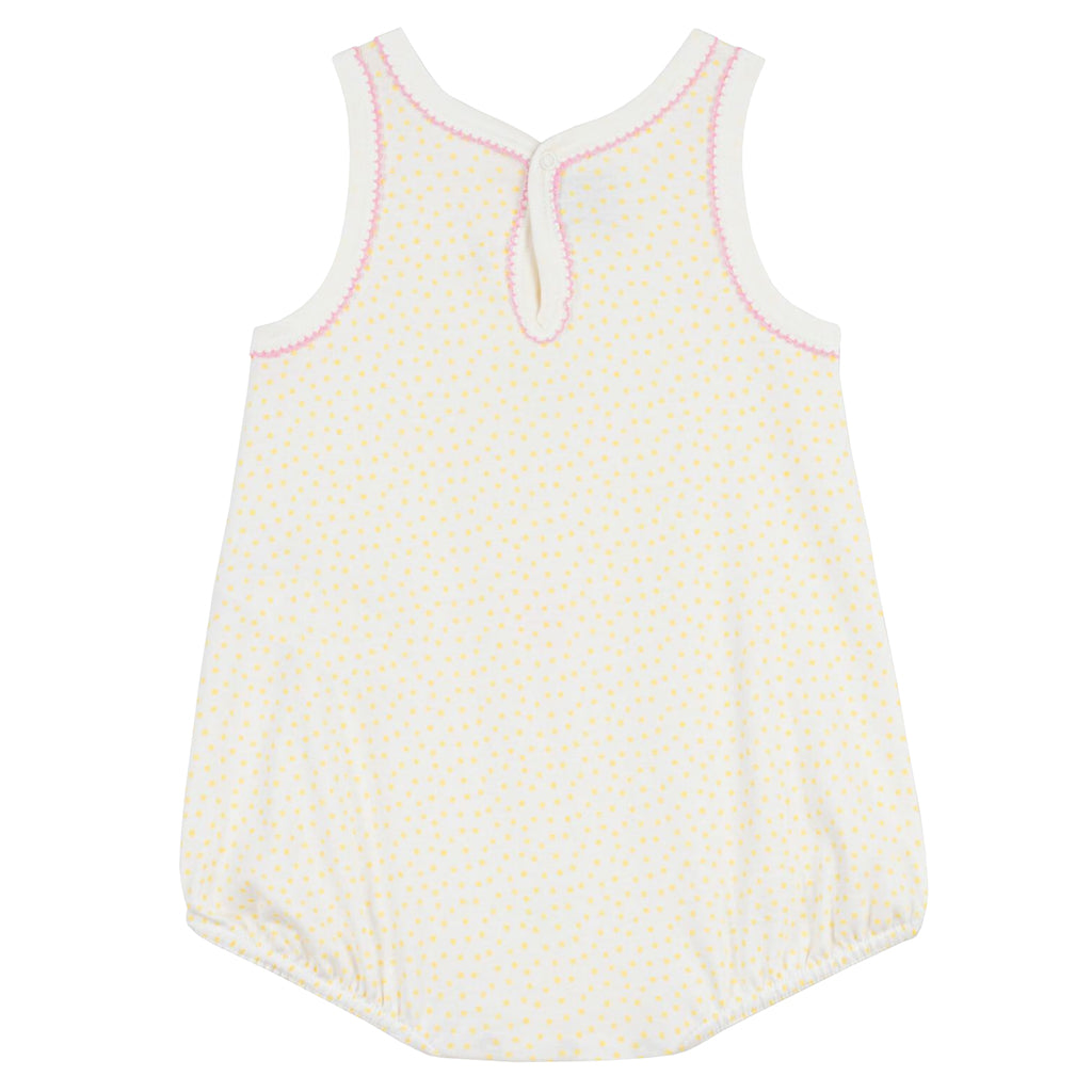 Petit Bateau Baby Romper White With Popcorn Yellow Dots