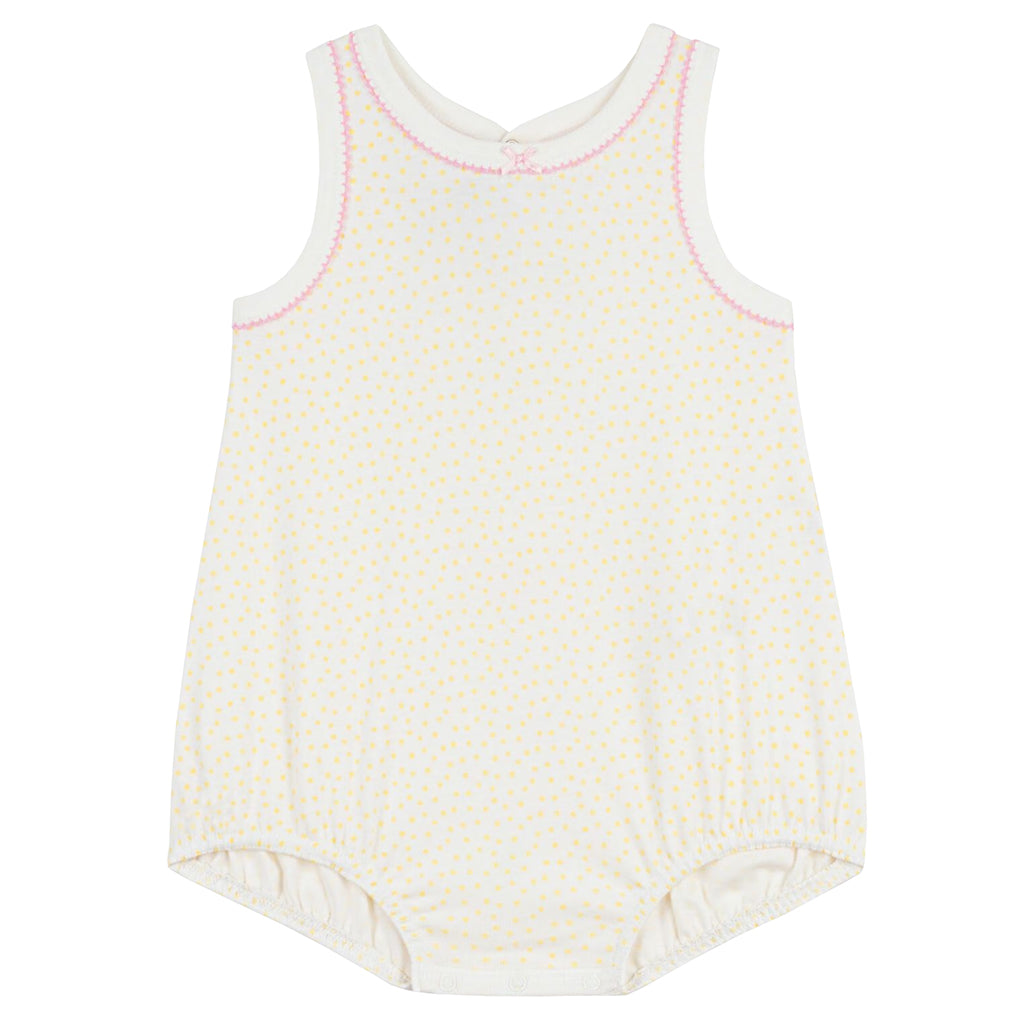 Petit Bateau Baby Romper White With Popcorn Yellow Dots