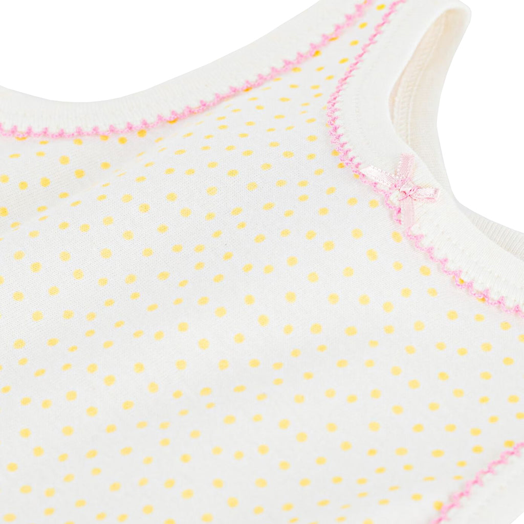 Petit Bateau Baby Romper White With Popcorn Yellow Dots