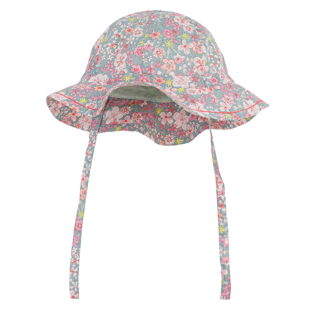 Petit Bateau Baby Hat Spray Blue Floral Print