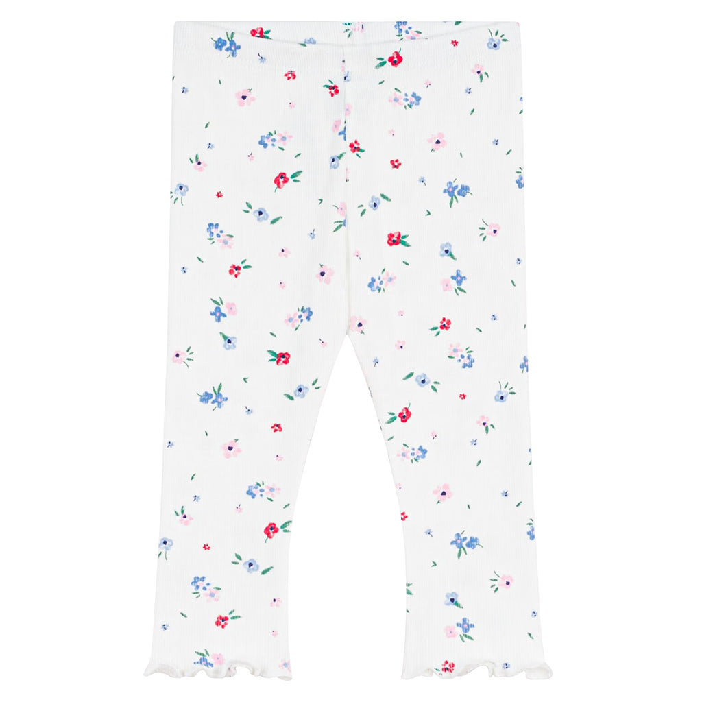 Petit Bateau Baby Leggings Marshmallow White Floral Print
