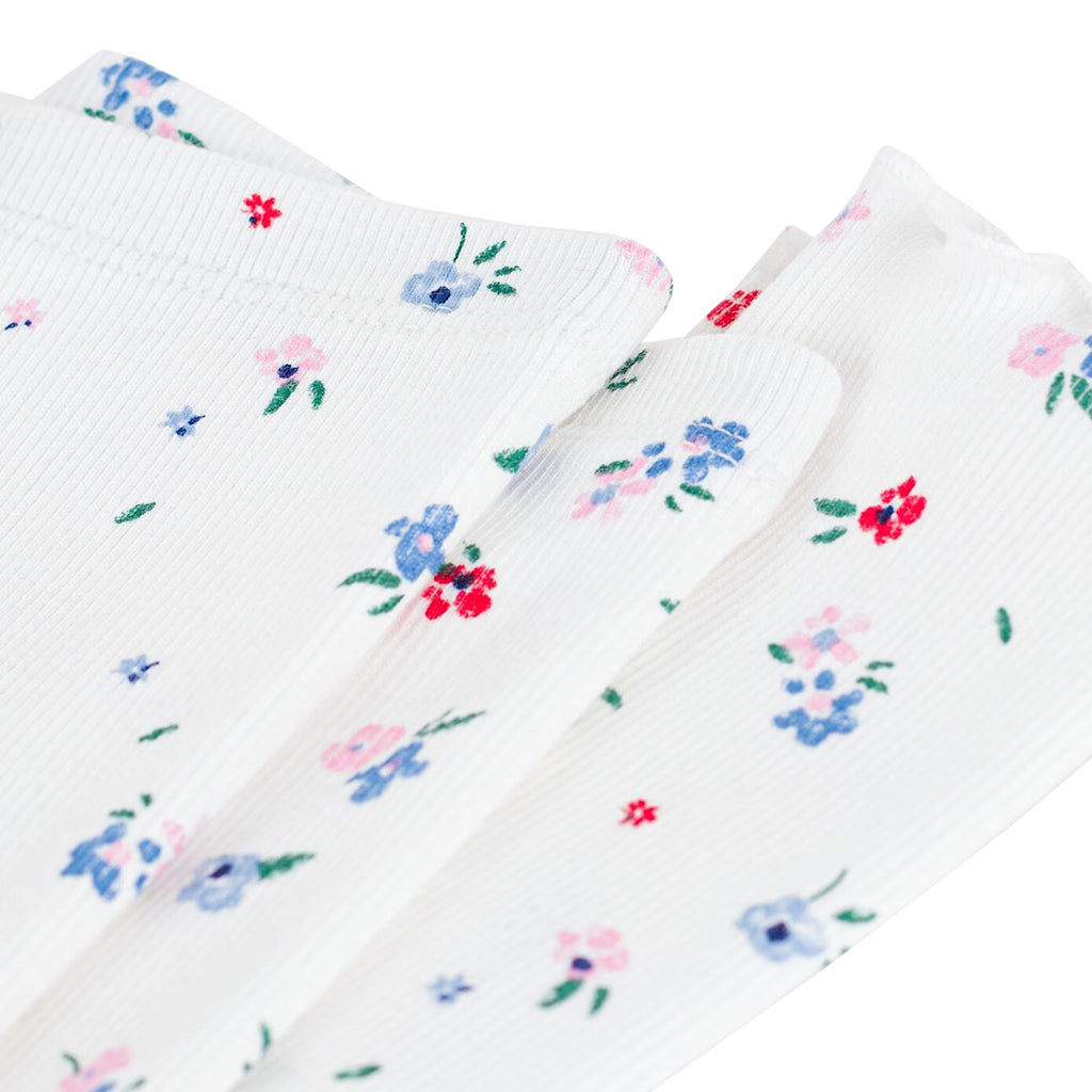 Petit Bateau Baby Leggings Marshmallow White Floral Print
