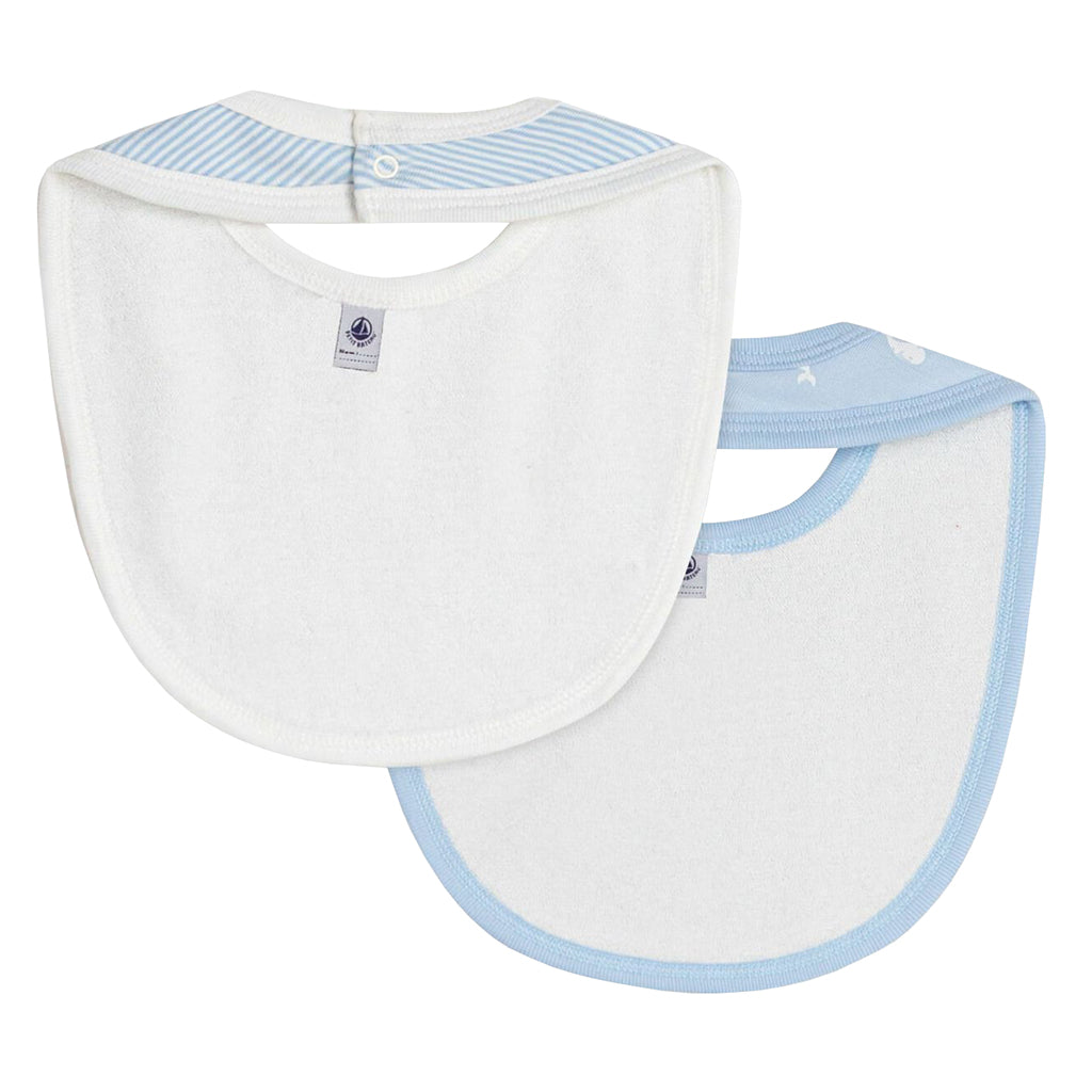 Petit Bateau Baby Set Of Two Bibs Blue Whale Print