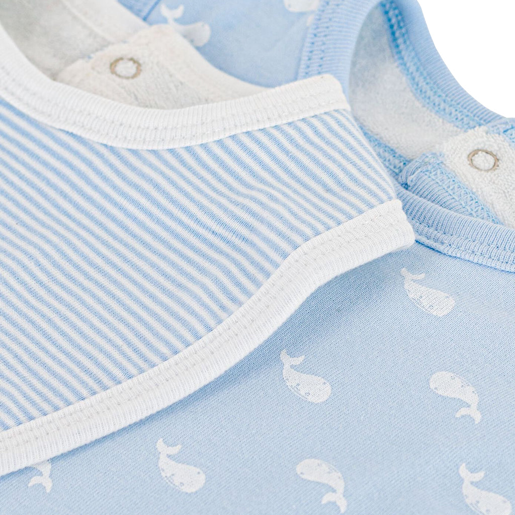 Petit Bateau Baby Set Of Two Bibs Blue Whale Print