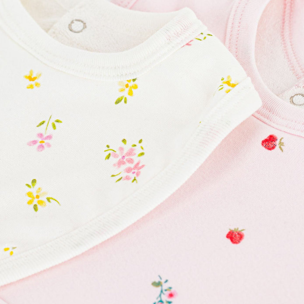 Petit Bateau Baby Set Of Two Bibs Pink Strawberry Floral Print