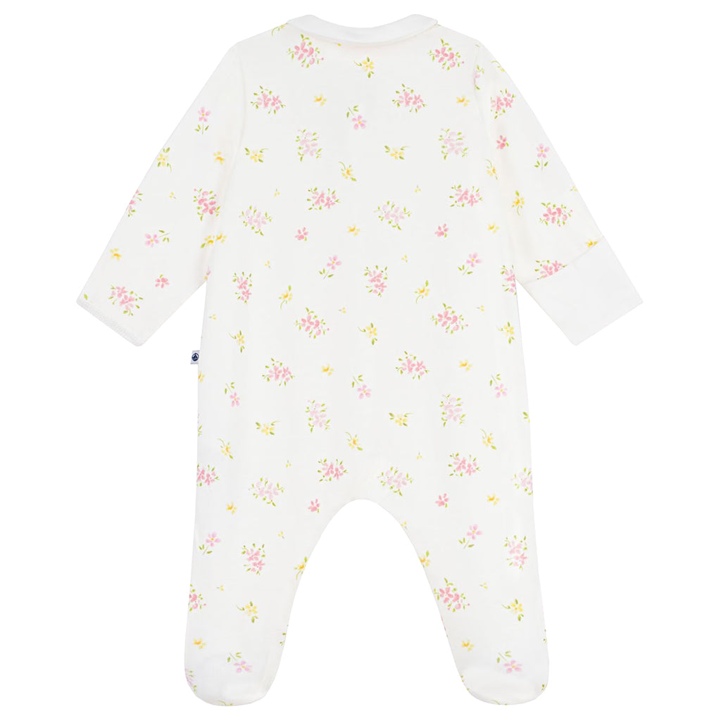 Petit Bateau Baby Collared Pyjamas Marshmallow White Floral Print