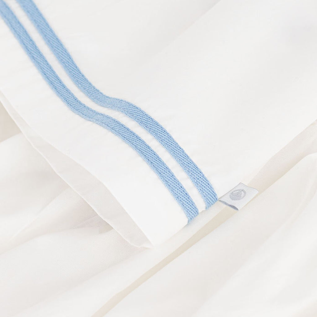 Petit Bateau Baby Dress With Bloomers Marshmallow White With Blue Trim