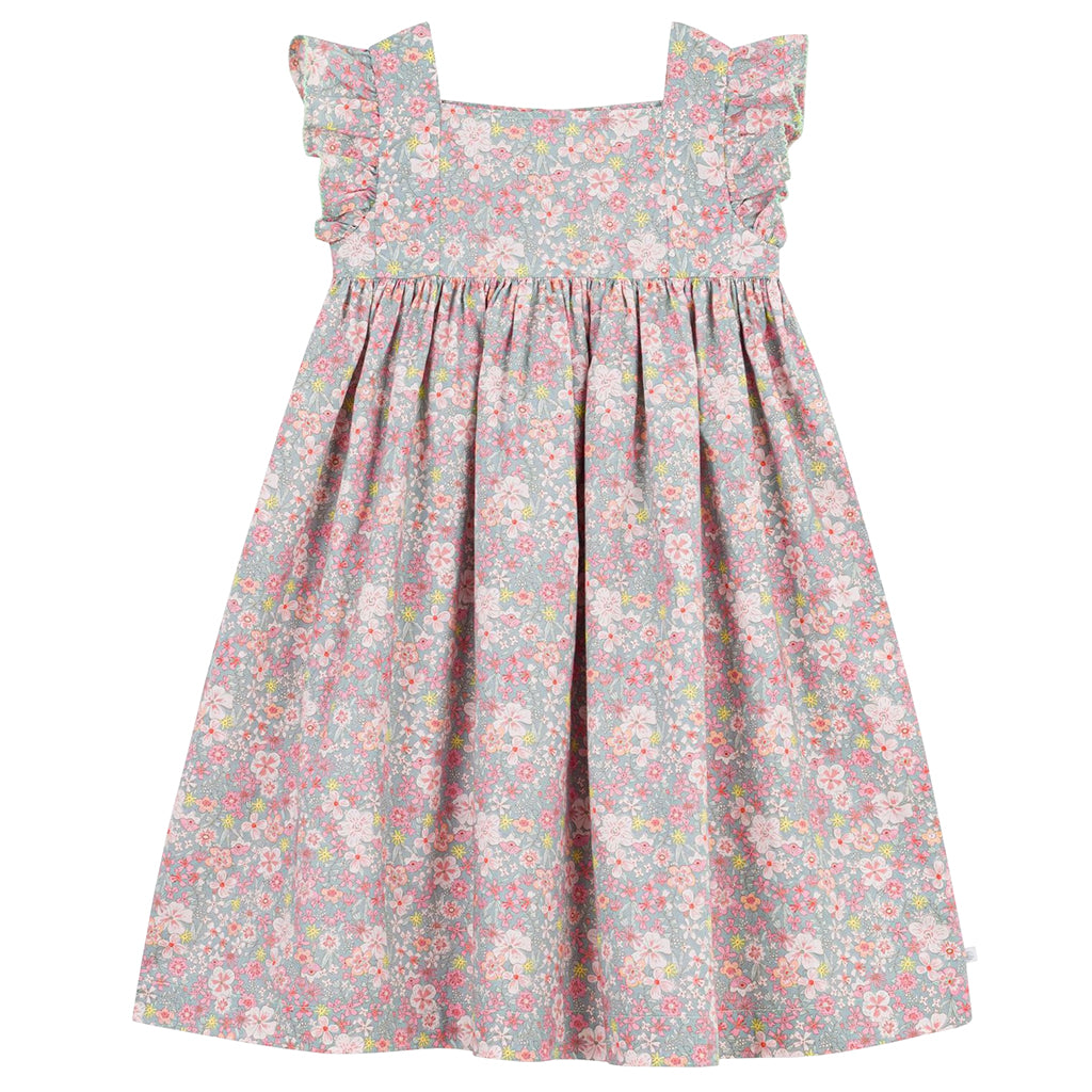 Petit Bateau Child Dress Spray Blue Floral Print