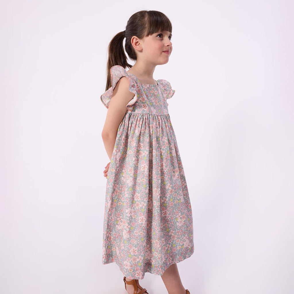 Petit Bateau Child Dress Spray Blue Floral Print