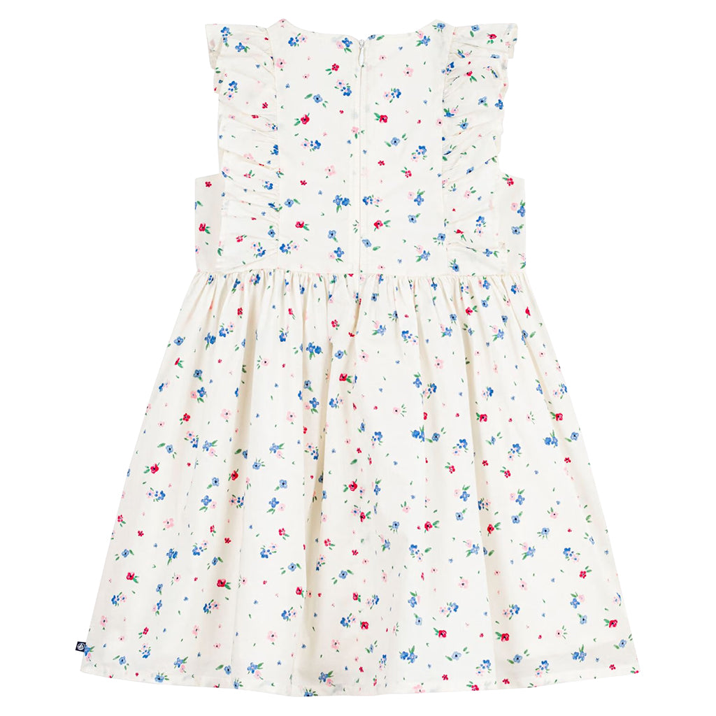 Petit Bateau Child Dress Marshmallow White Multicolour Floral Print