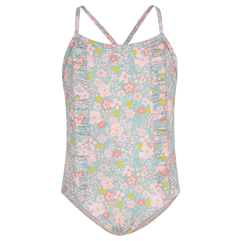 Petit Bateau Child Swimsuit Spray Blue Floral Print