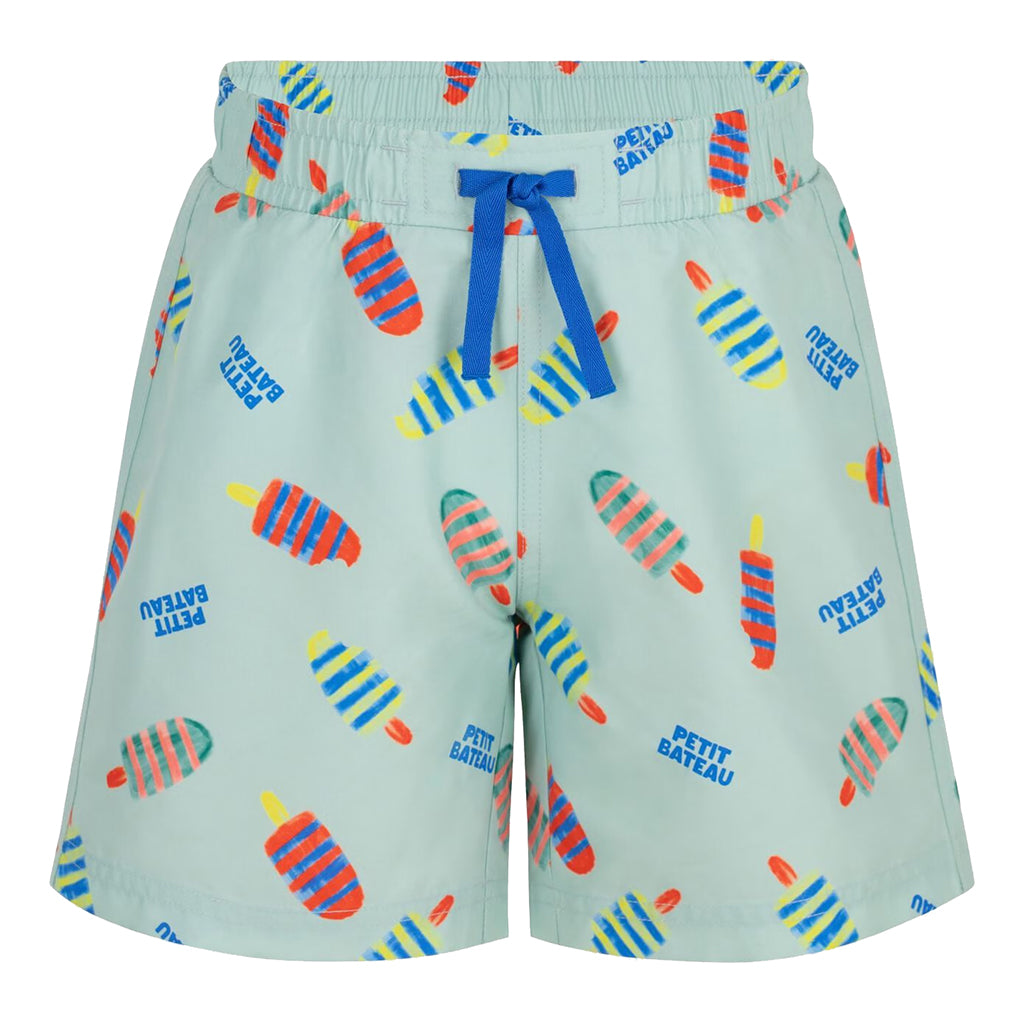 Petit Bateau Child Swim Shorts Spray Blue Popsicle Print