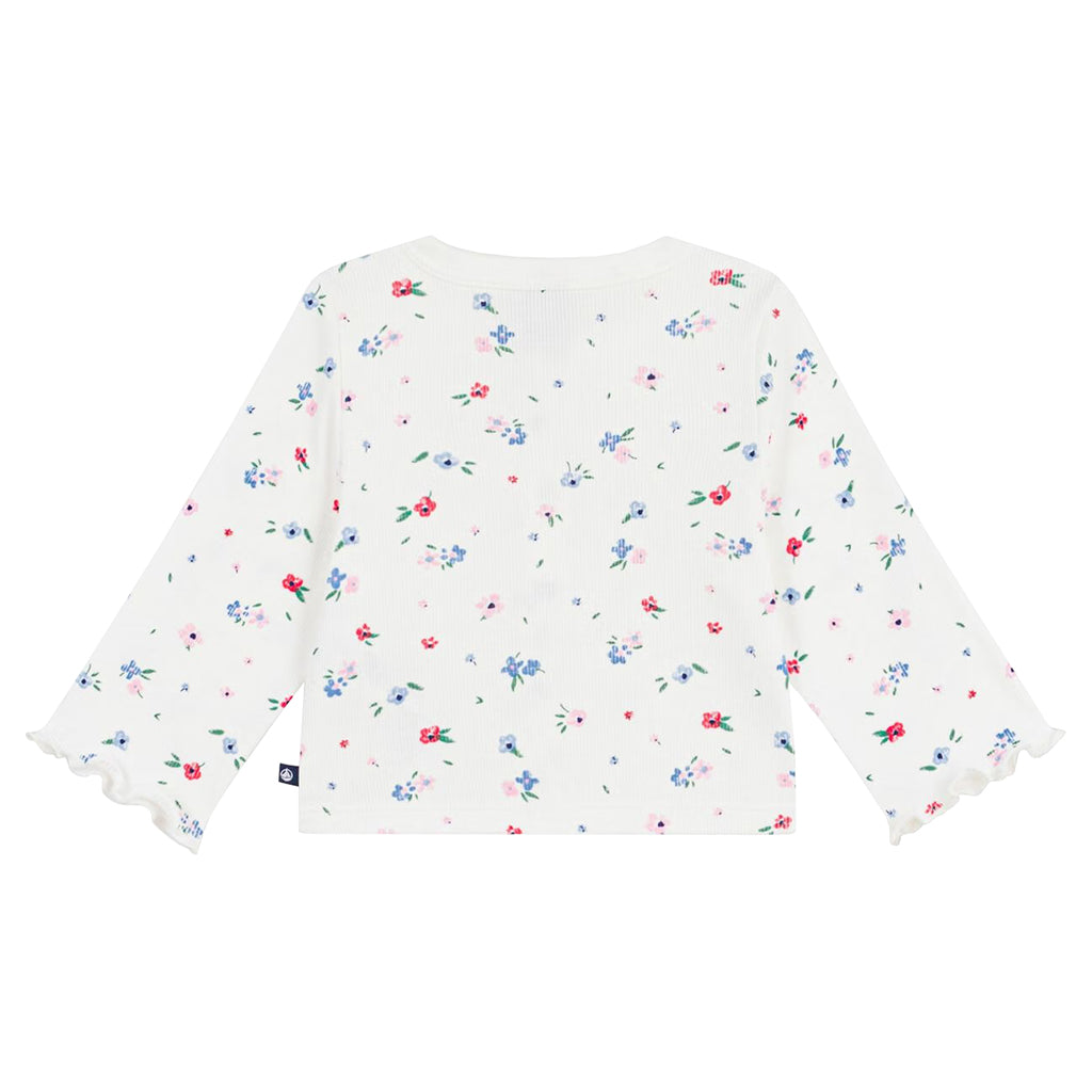 Petit Bateau Baby Cardigan Marshmallow White Floral Print