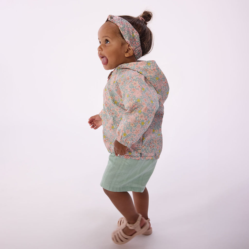 Petit Bateau Baby Windbreaker Jacket Spray Blue Floral Print