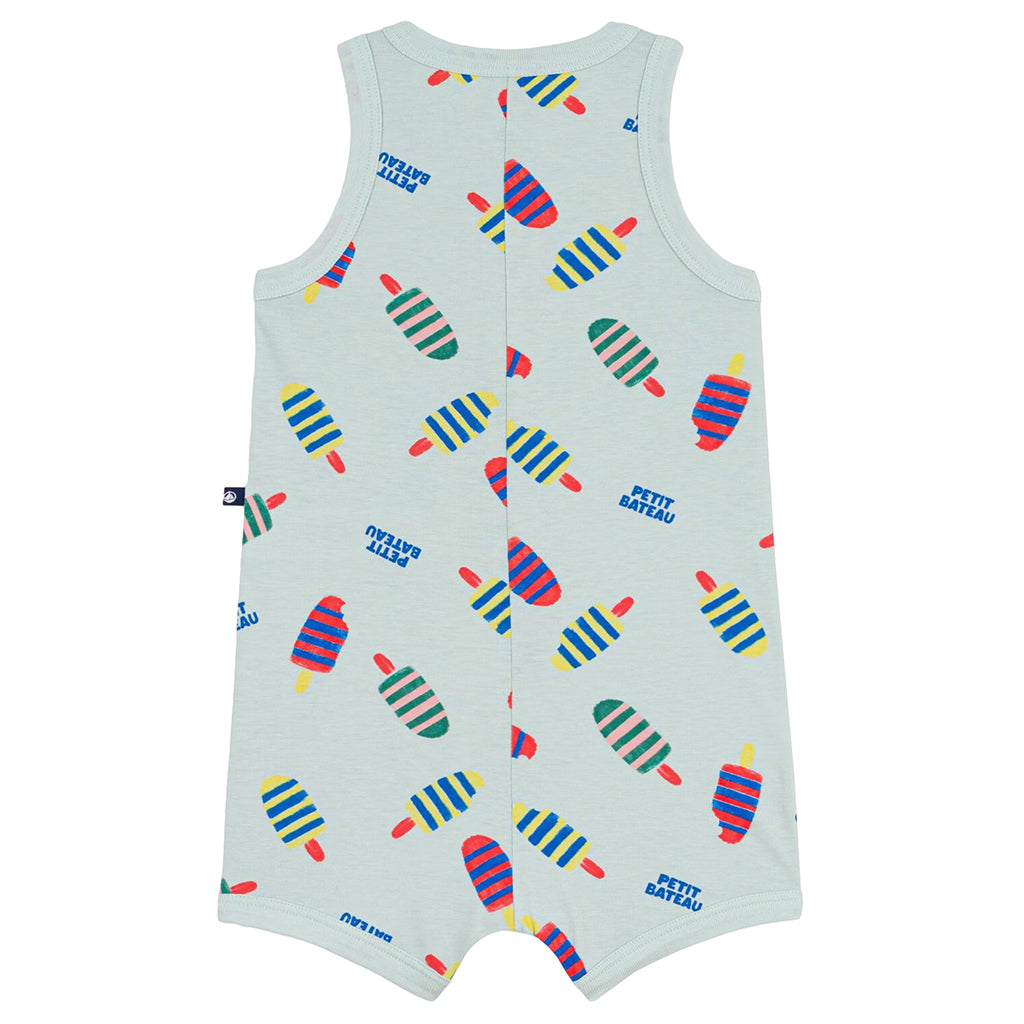 Petit Bateau Baby Romper Spray Blue Popsicle Print