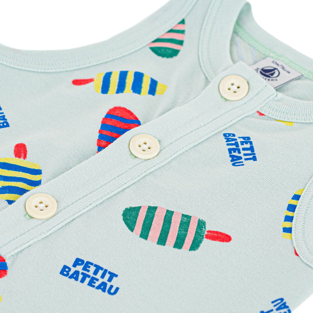 Petit Bateau Baby Romper Spray Blue Popsicle Print