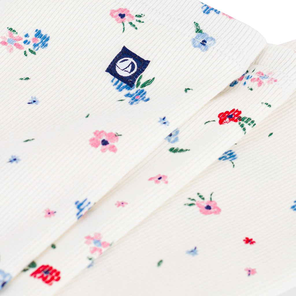 Petit Bateau Child Leggings Marshmallow White Floral Print
