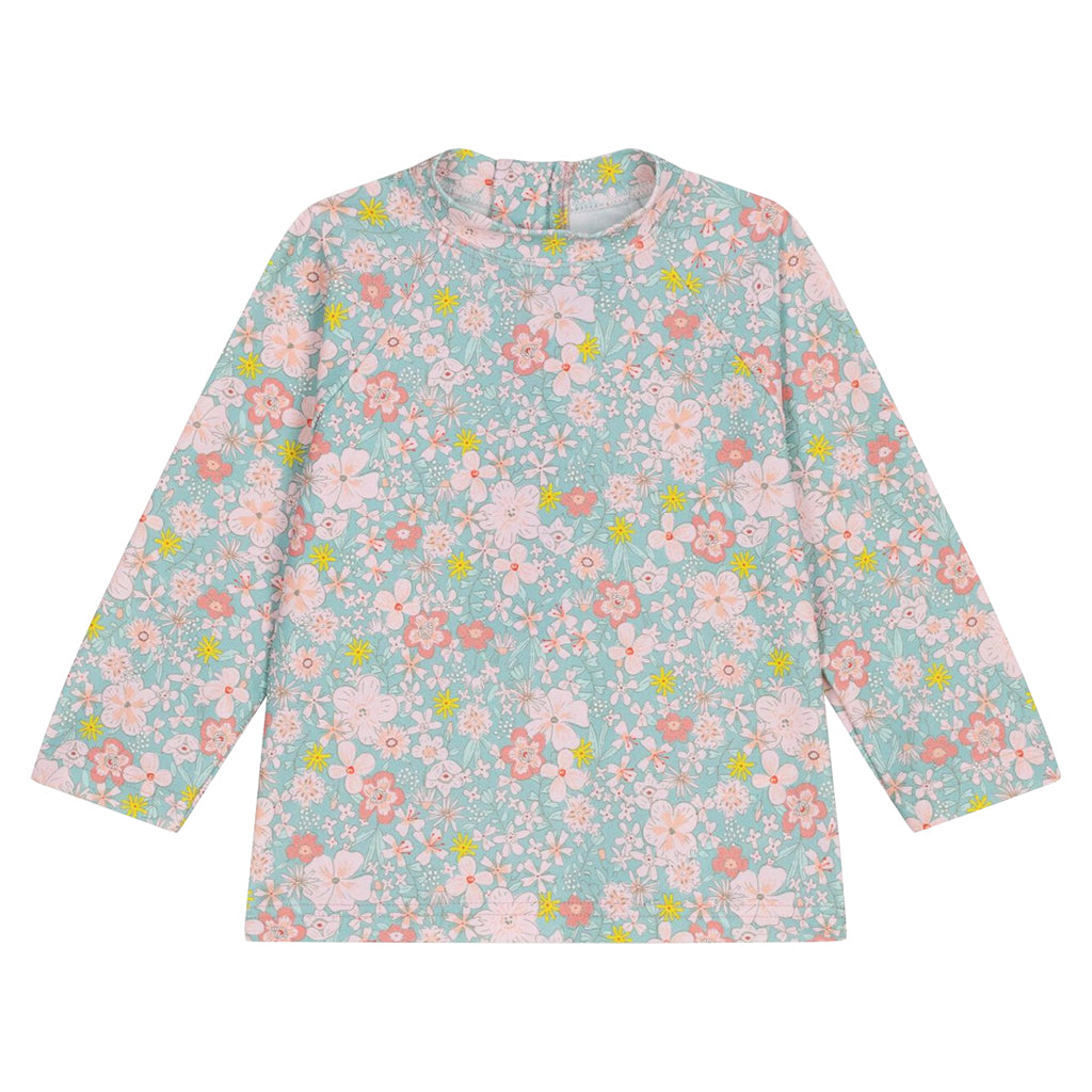 Petit Bateau Baby Swim Shirt Spray Blue Floral Print