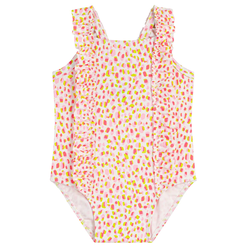 Petit Bateau Baby Swimsuit Pink And Yellow Dot Print