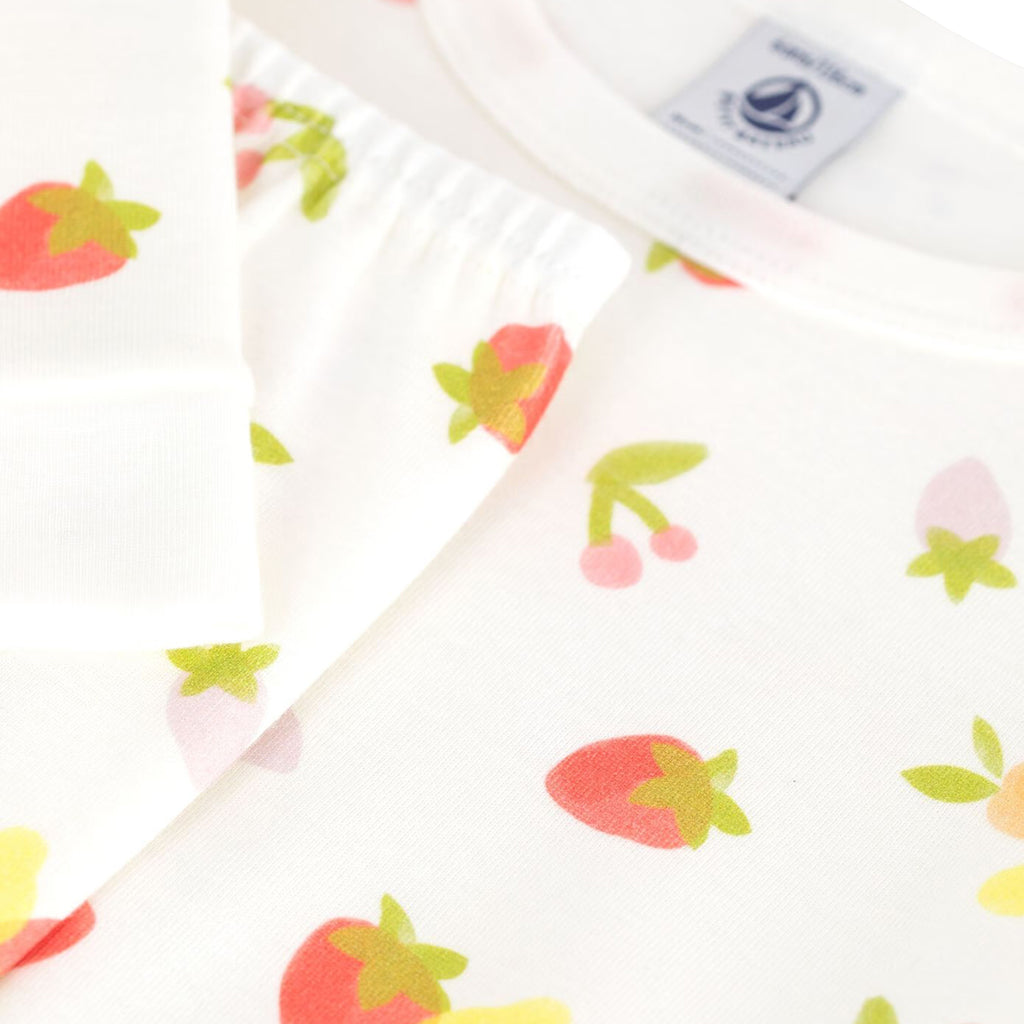 Petit Bateau Child Pyjamas Marshmallow White Fruit Print