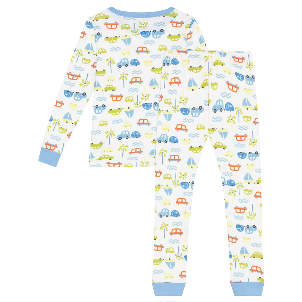 Petit Bateau Child Pyjamas Marshmallow White Cars Print