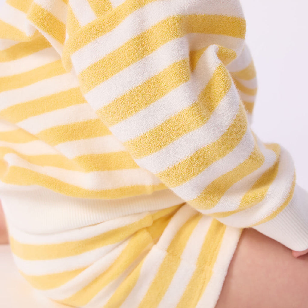Petit Bateau Baby Sweatshirt Poleni Yellow And White Stripes