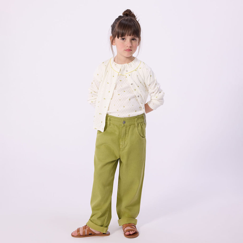 Petit Bateau Child Cardigan White Leaf Print