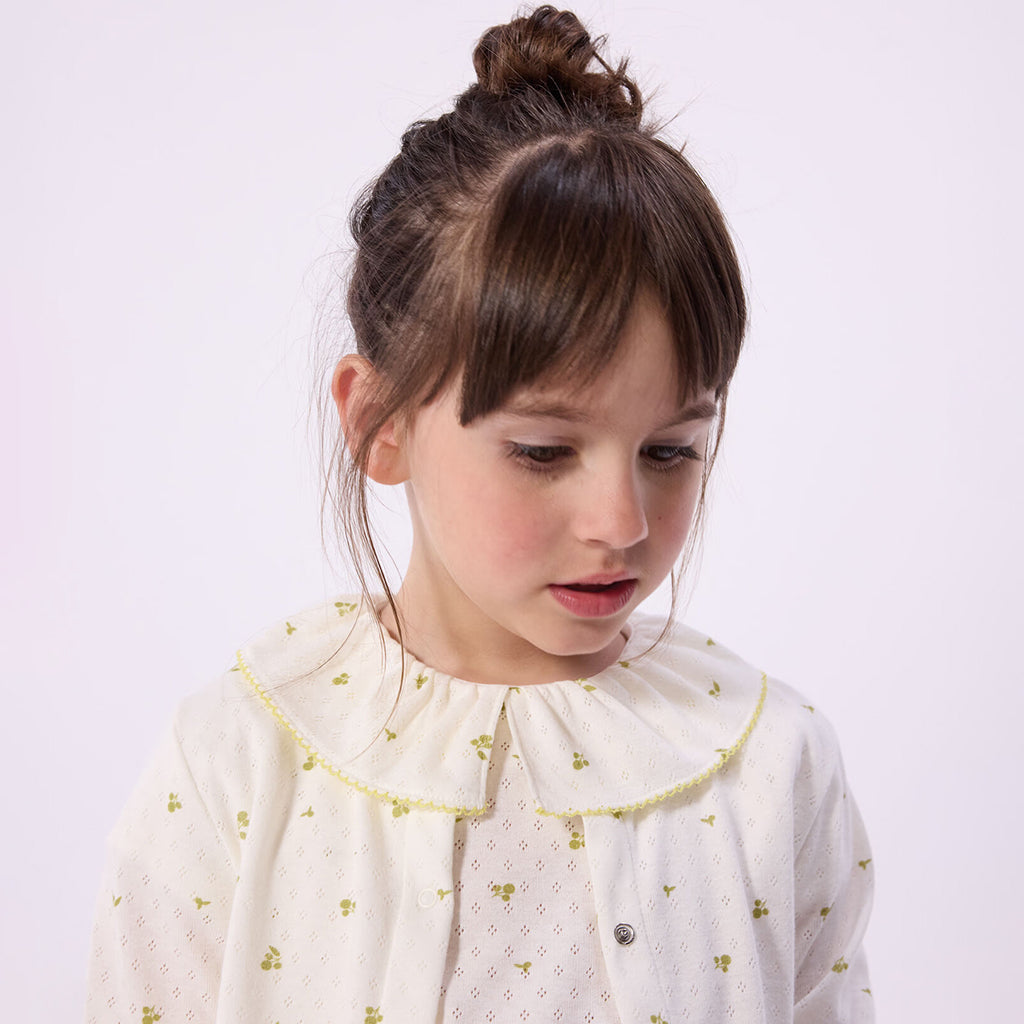 Petit Bateau Child Cardigan White Leaf Print