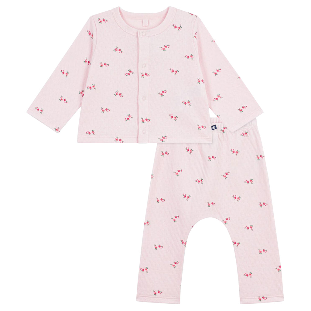 Petit Bateau Baby Two Piece Set Barely Pink Strawberry Print