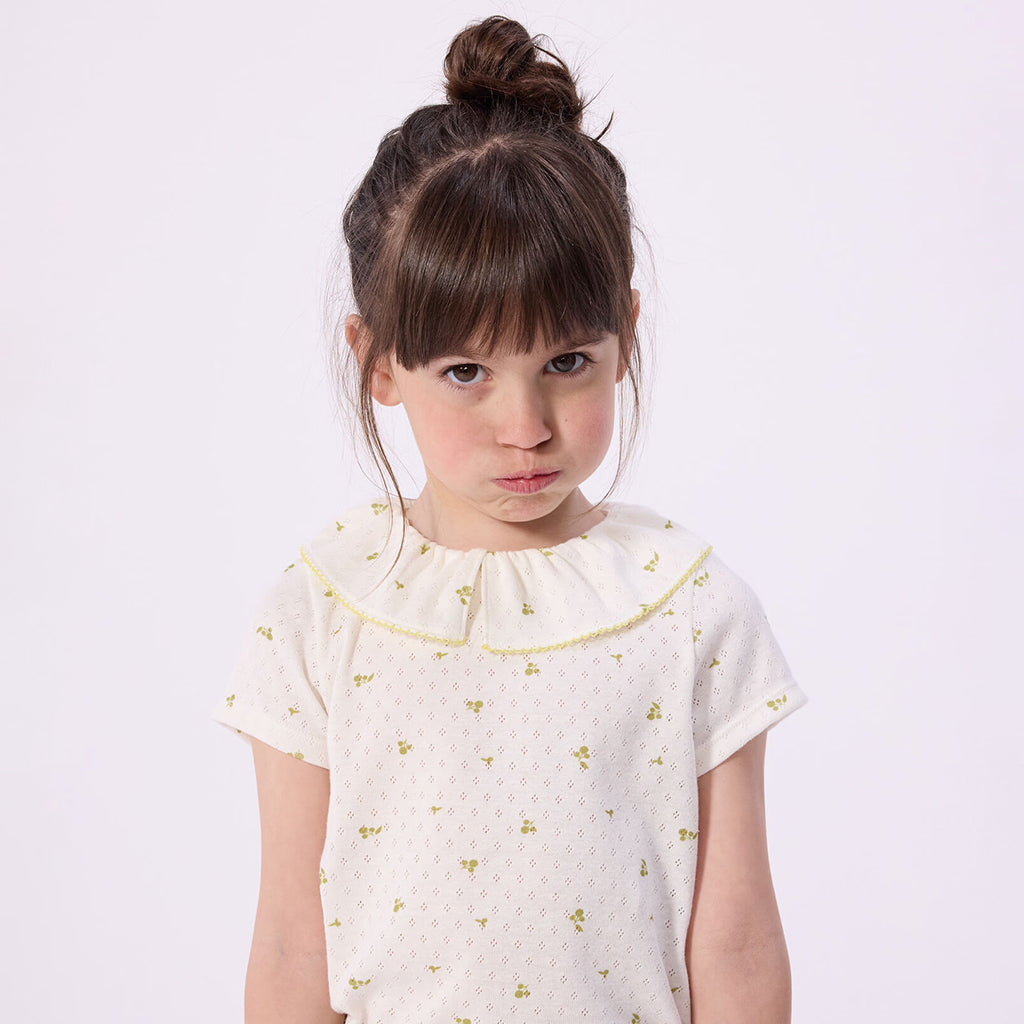 Petit Bateau Child T-shirt White Leaf Print