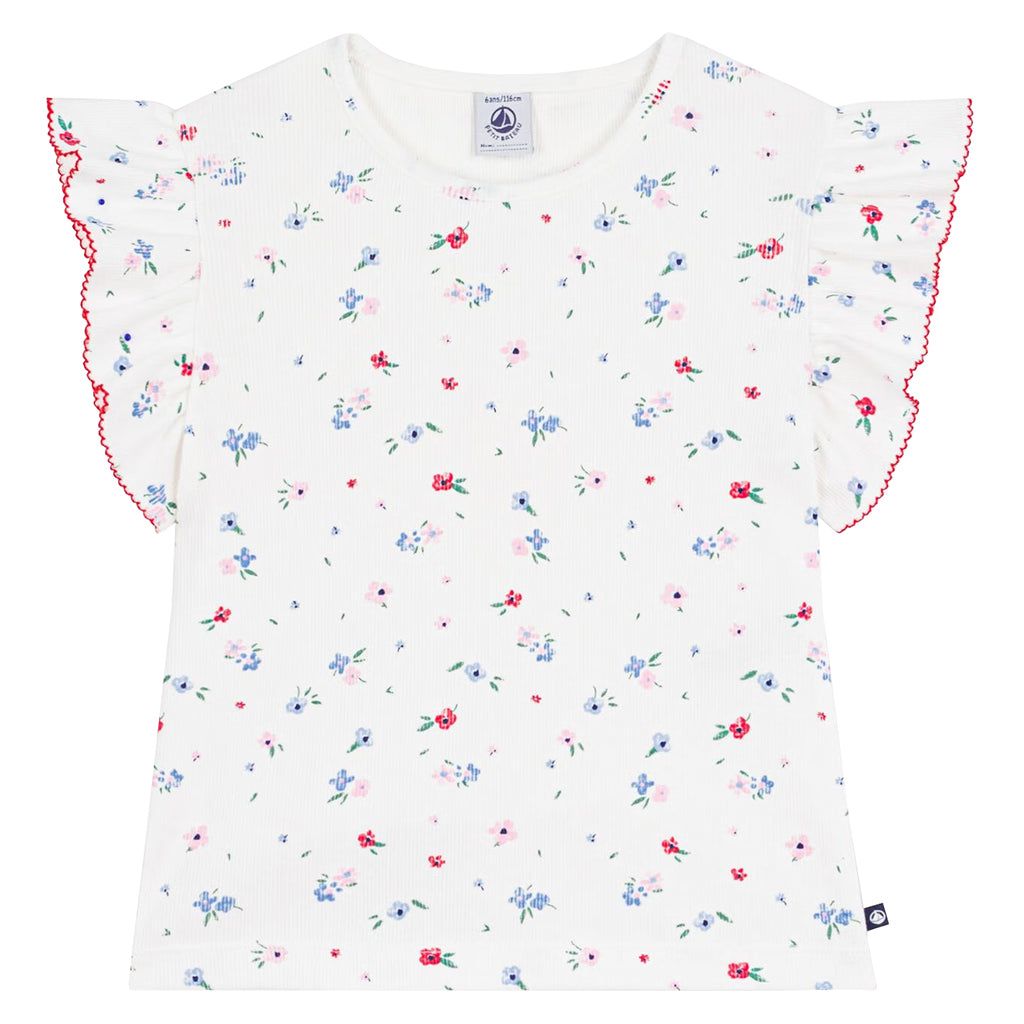 Petit Bateau Child T-shirt White Floral Print