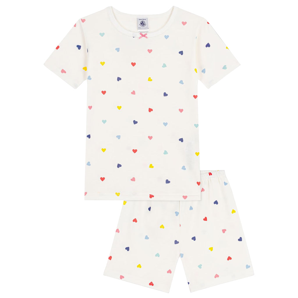 Petit Bateau Child Pyjamas Marshmallow White Multicolour Heart Print