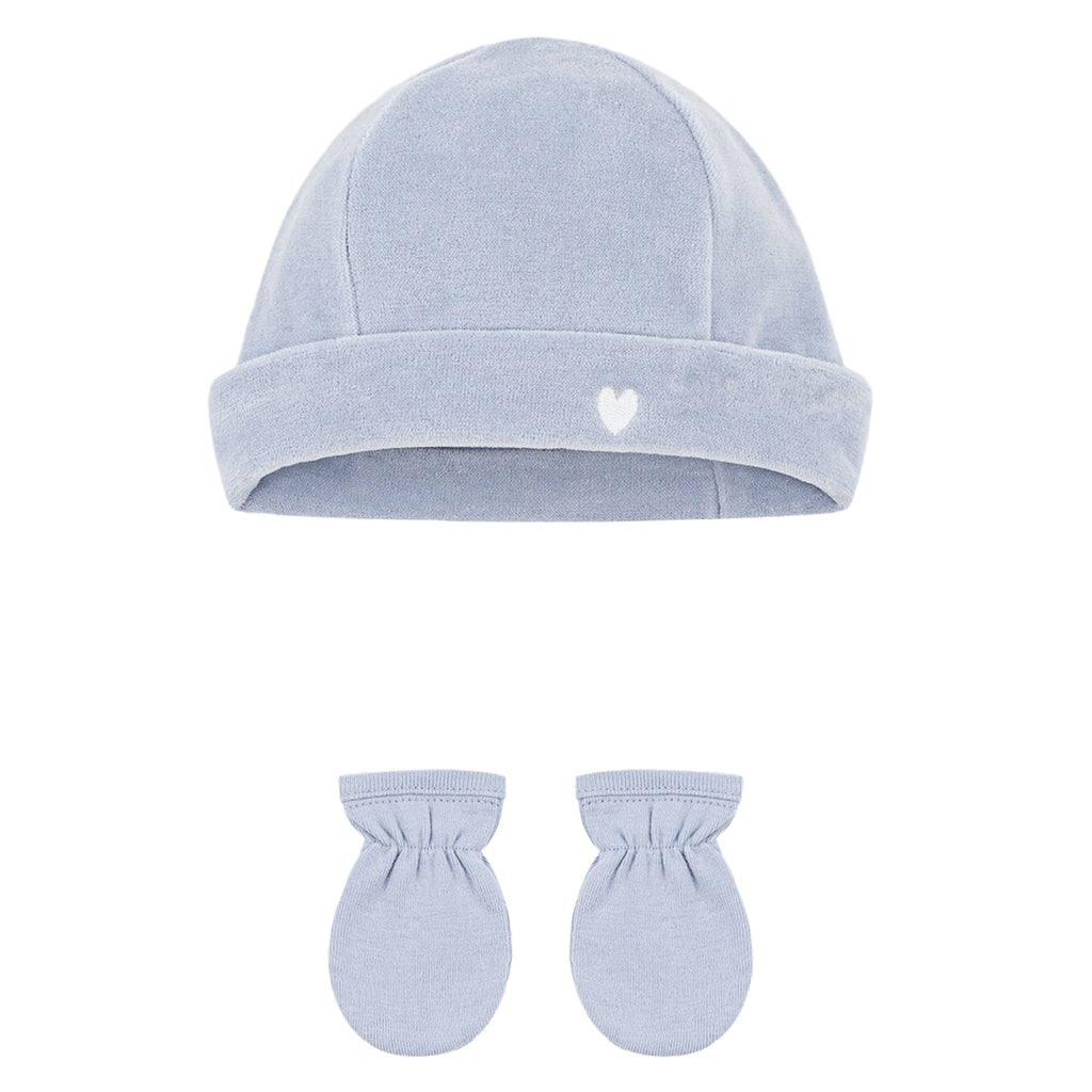 Petit Bateau Baby Hat And Mittens Set Polaire Blue